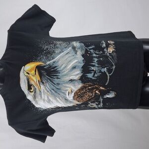 American Eagle & Wolves Nature print black Med casual outdoors t-shirt